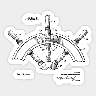 Ship's Helm Steering Wheel 1944 Patent Image Sticker